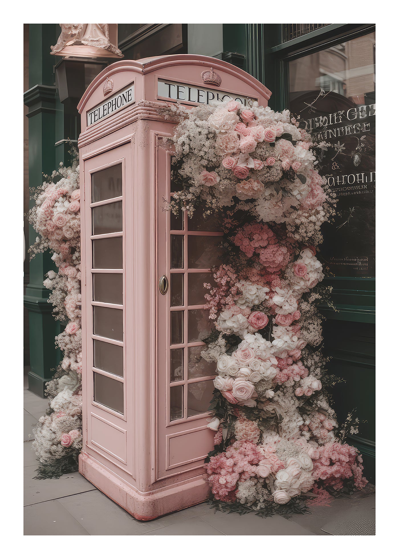 Kukkainen London Phone Booth -taidevedos