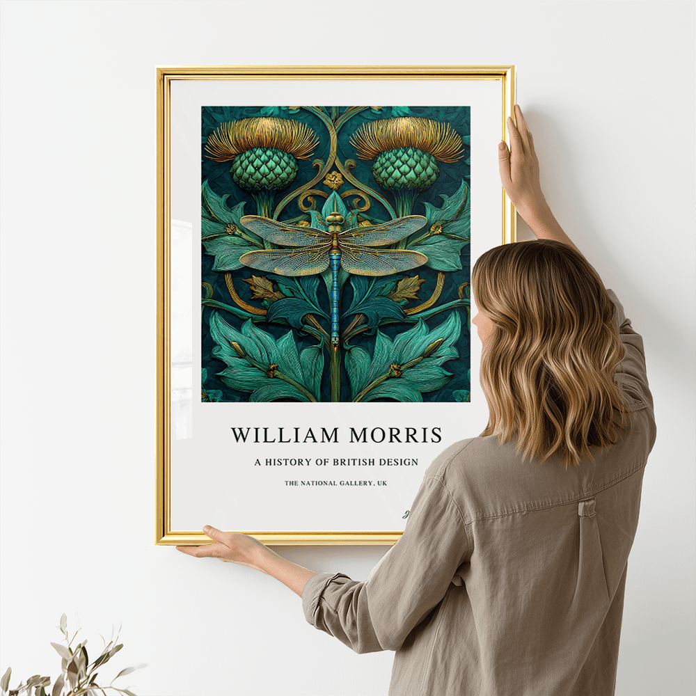 Inspirado en William Morris, Firmado - Estampado de Colibríes