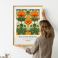 William Morris Inspired, Signed - Orange Flower Print