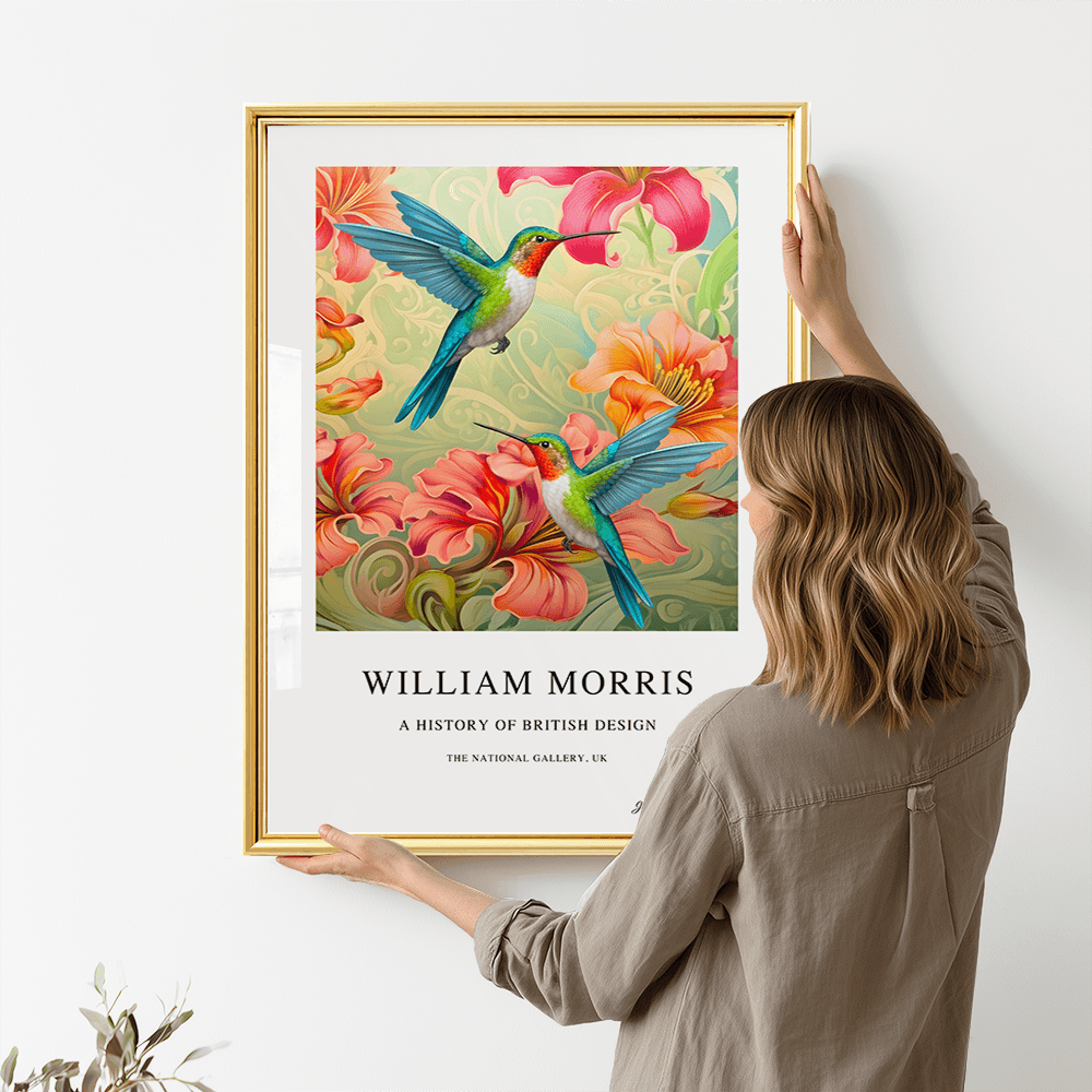 William Morris Inspired, Signed - Hummingbirds Print