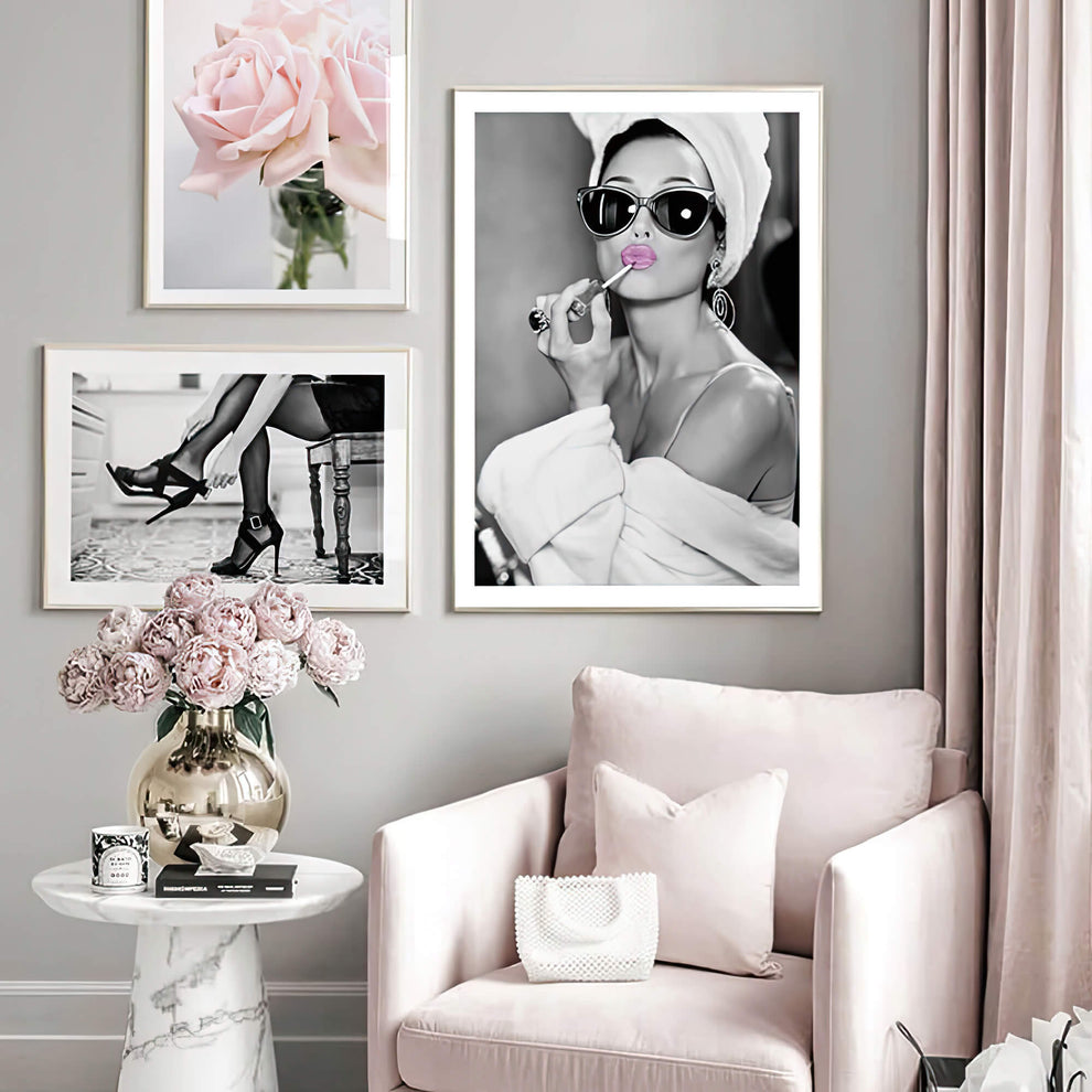 Audrey Hepburn, Pink Lipstick Art Print – Jasmine and Jade Interiors