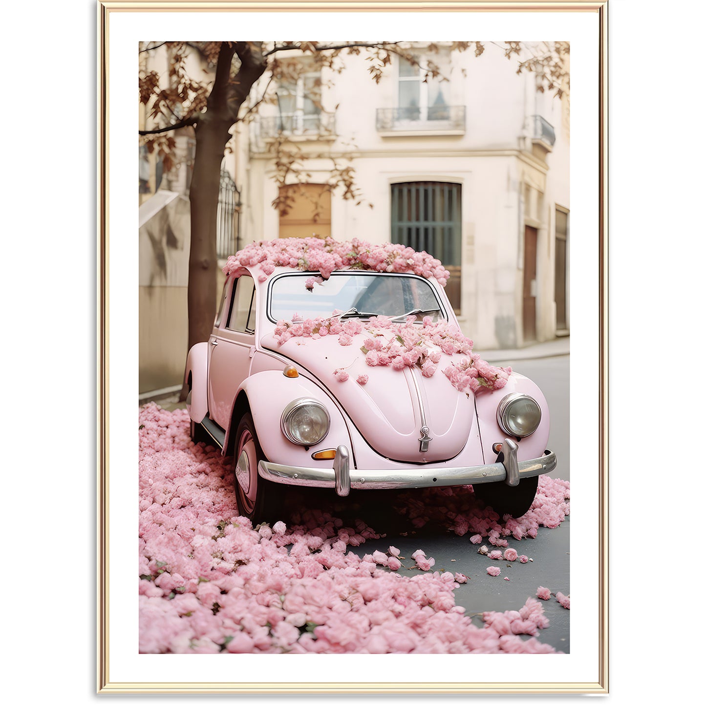 Blossom Vintage Käfer Auto Art Print