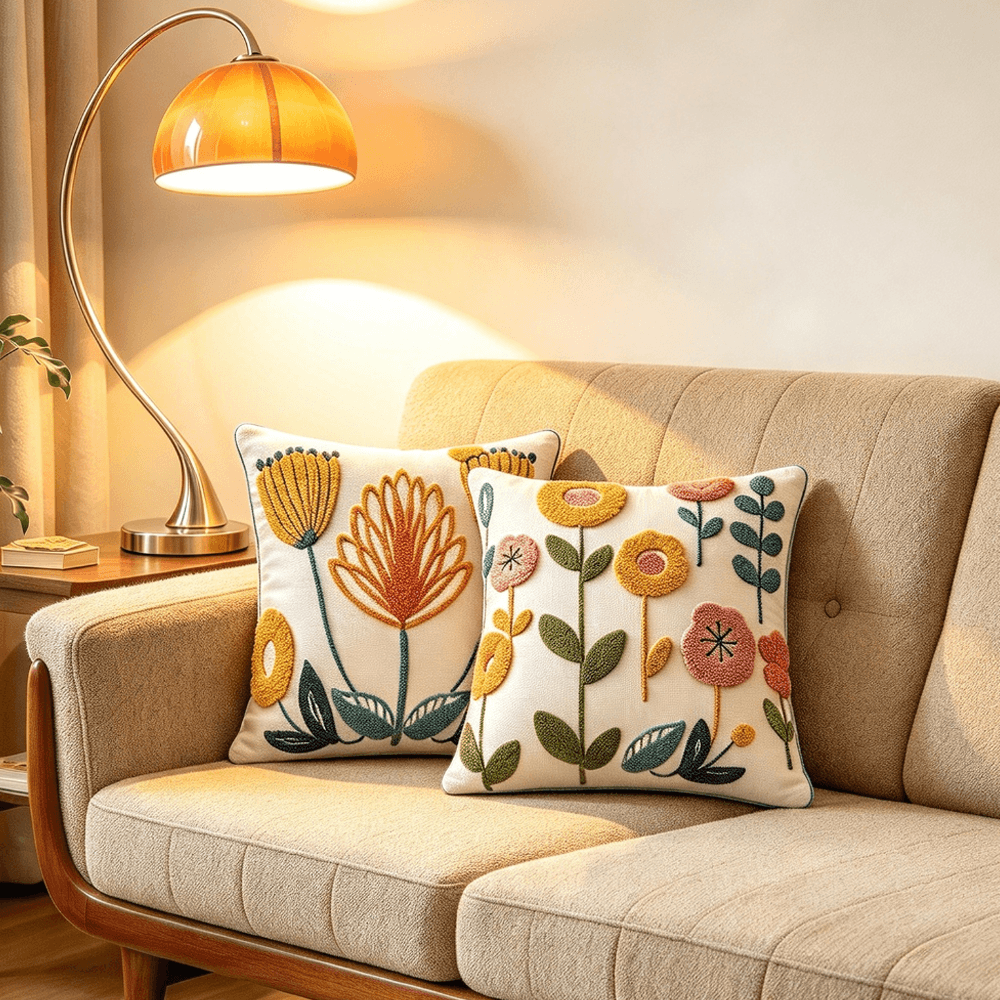 Tufted Floral Cushions - 45 x 45cm - 3 Styles