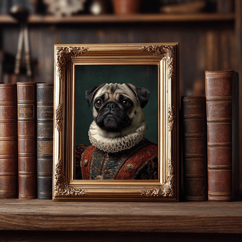 Vintage Pug Dog Portrait – Renaissance Art Print