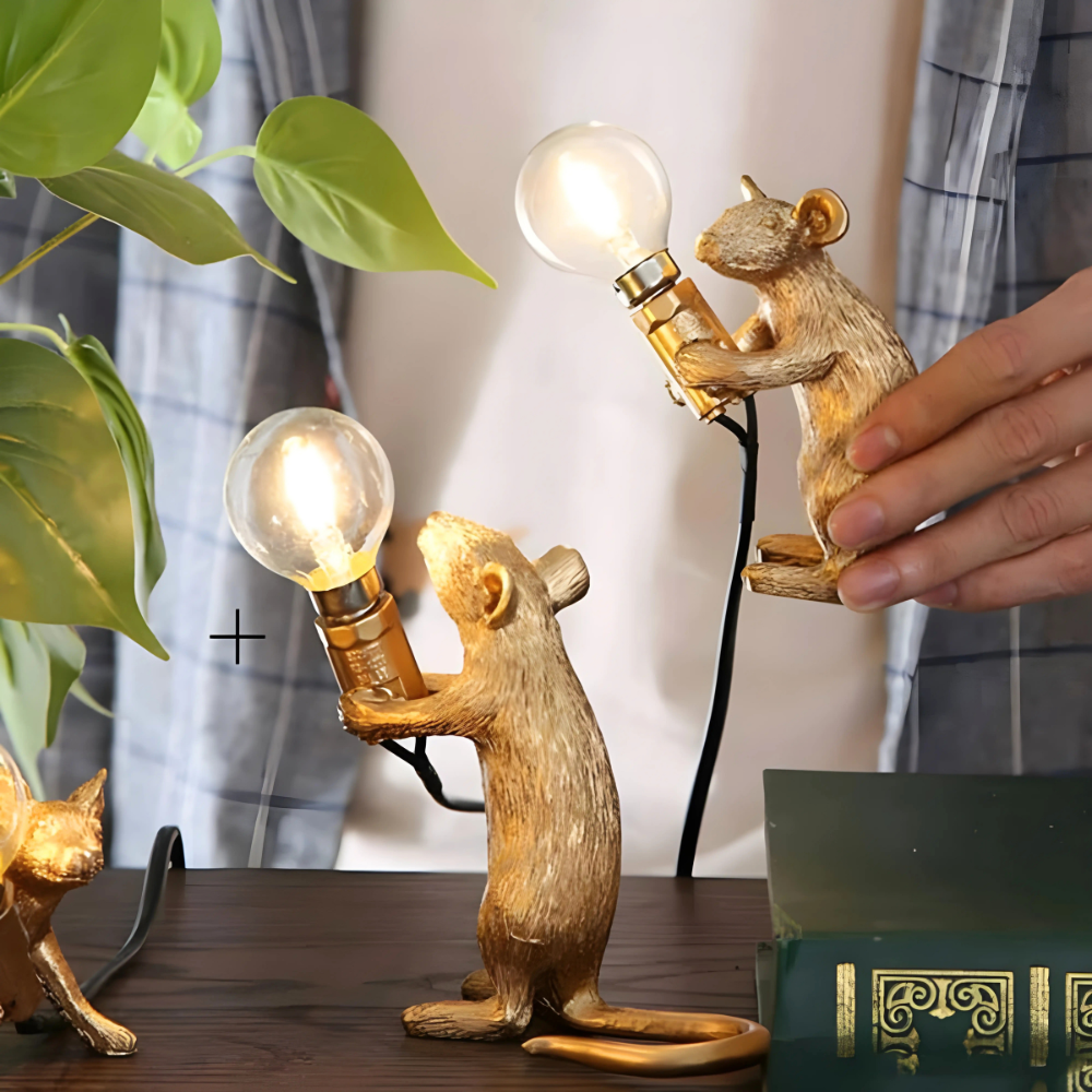 Nordic White, Black or Gold Mice Table Lamps