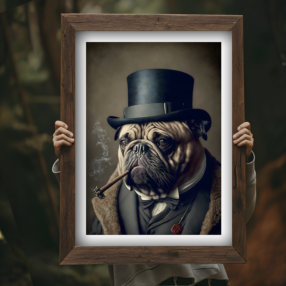 Vintage Winston Bull Dog Portrait – Renaissance Art Print