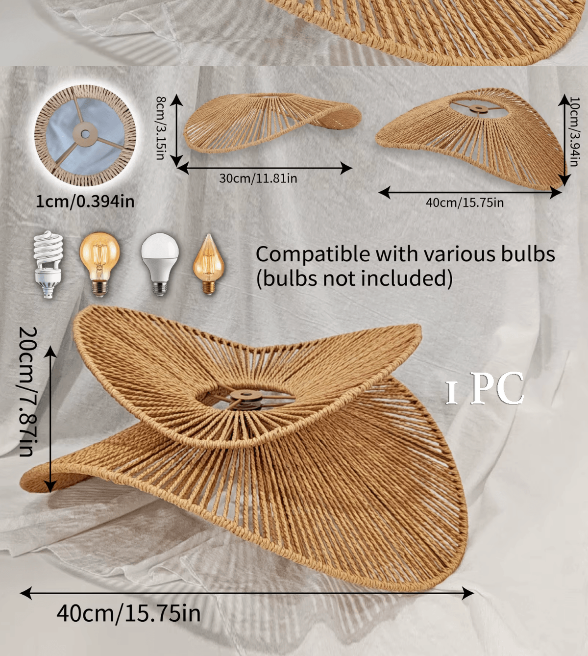 Cysgodlamp tlws crog Lotus Wabi Sabi