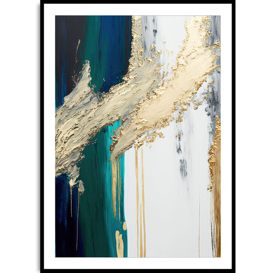 Emerald and Gold (2) Abstract Art Print