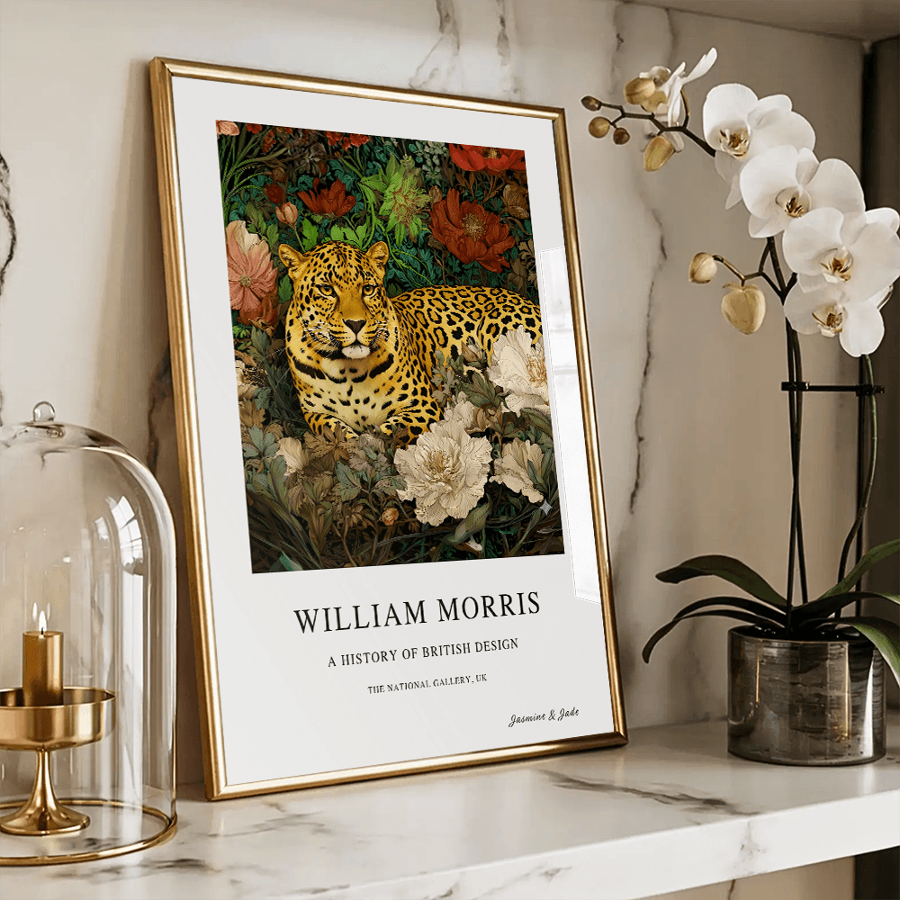 Inspirado en William Morris, Firmado - Estampado de Colibríes