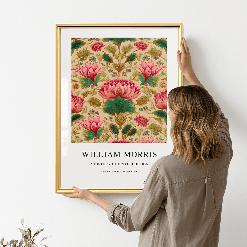William Morris Inspired, Signed - Pink Flower Print