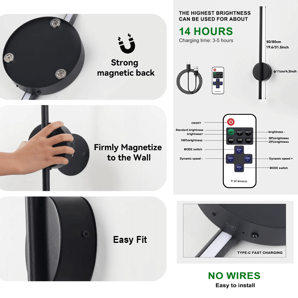 Minimalist Rechargeable, Wireless LED Strip Lamp