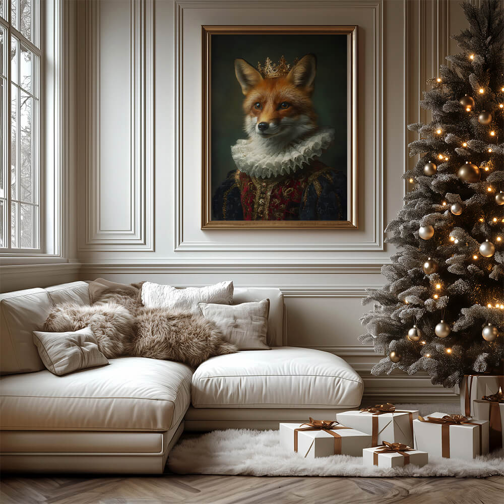 Fox Tail Renaissance Vintage Fox Portrait – Renaissance Art Print – Jasmine and Jade Interiors