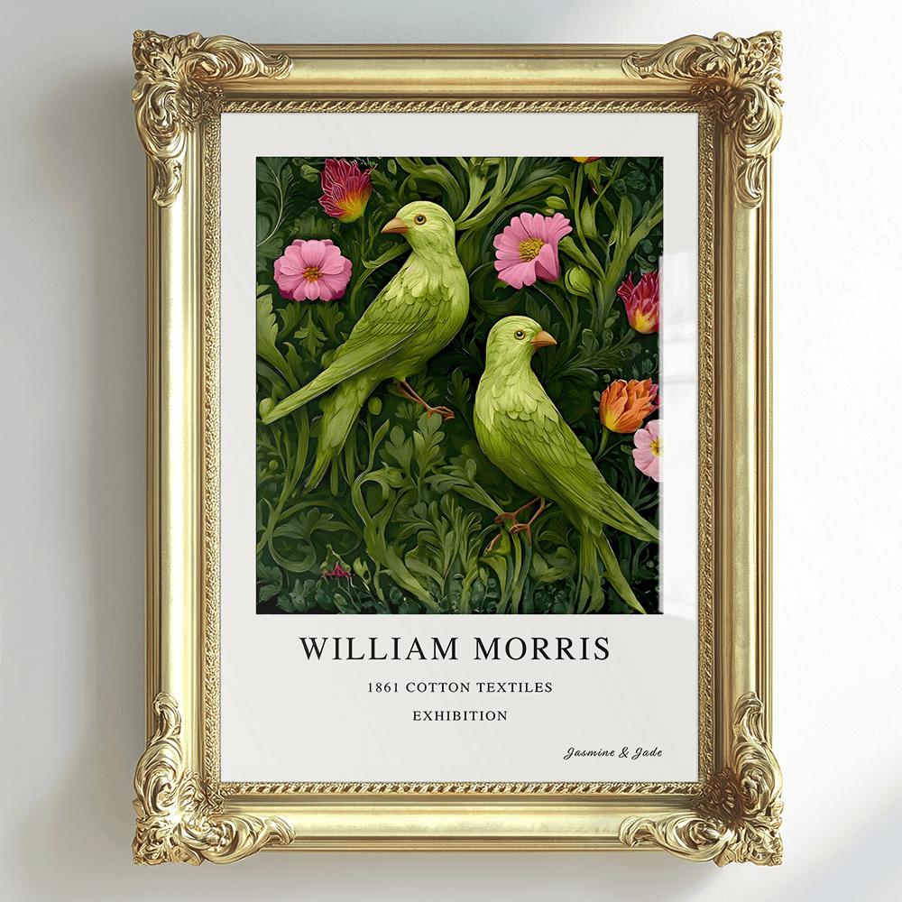 William Morris Inspired, Signed - Lovebirds Print