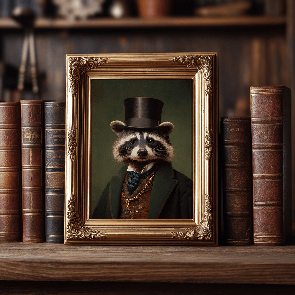 Vintage Raccoon Portrait – Renaissance Art Print