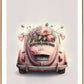 Vintage Pink VW Beetle Art Print