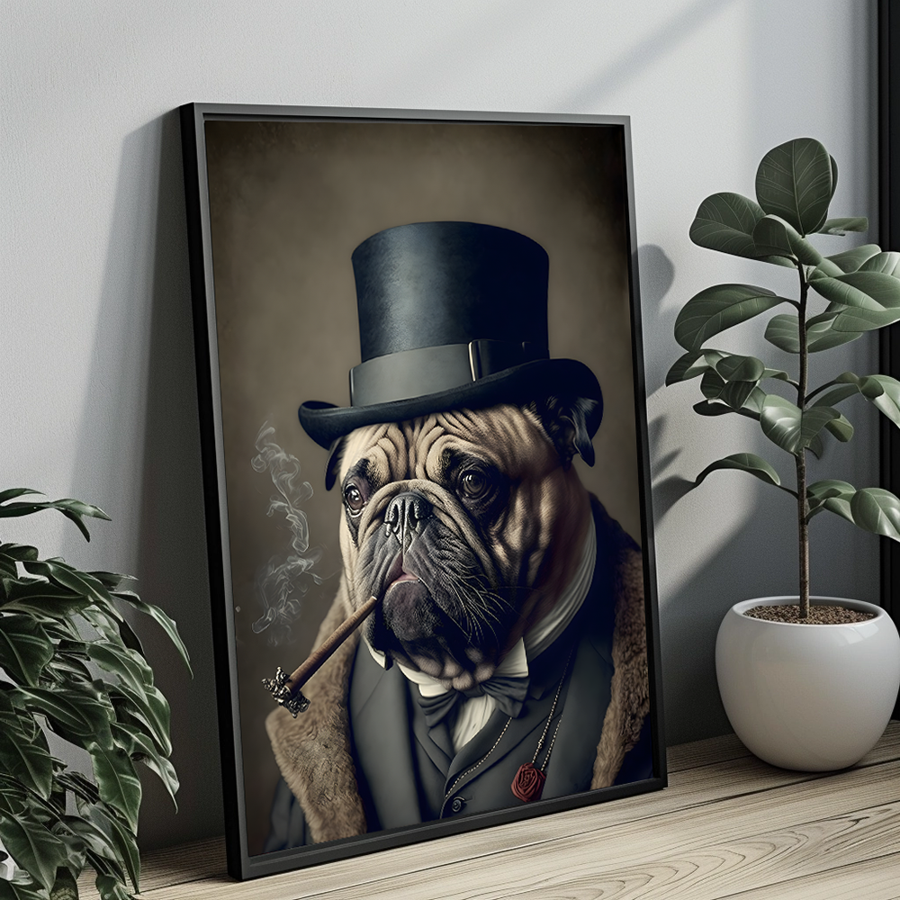 Vintage Winston Bull Dog Portrait – Renaissance Art Print