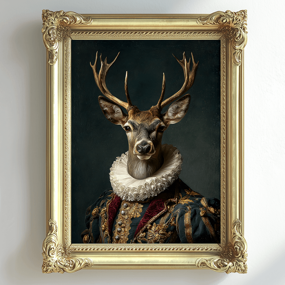 Stag Vintage Portrait – Renaissance Art Print