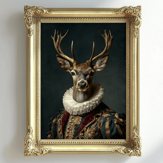 Stag Vintage Portrait – Renaissance Art Print