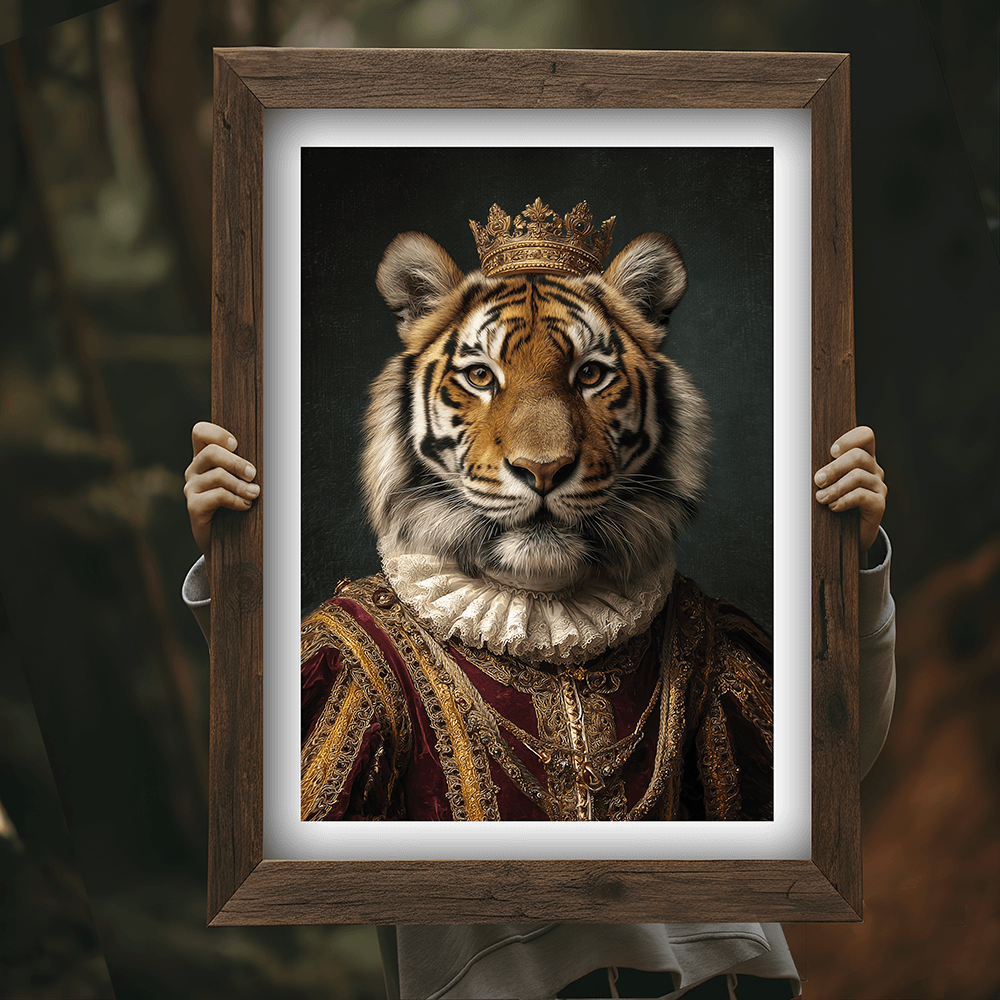 Vintage Tiger Portrait – Renaissance Art Print