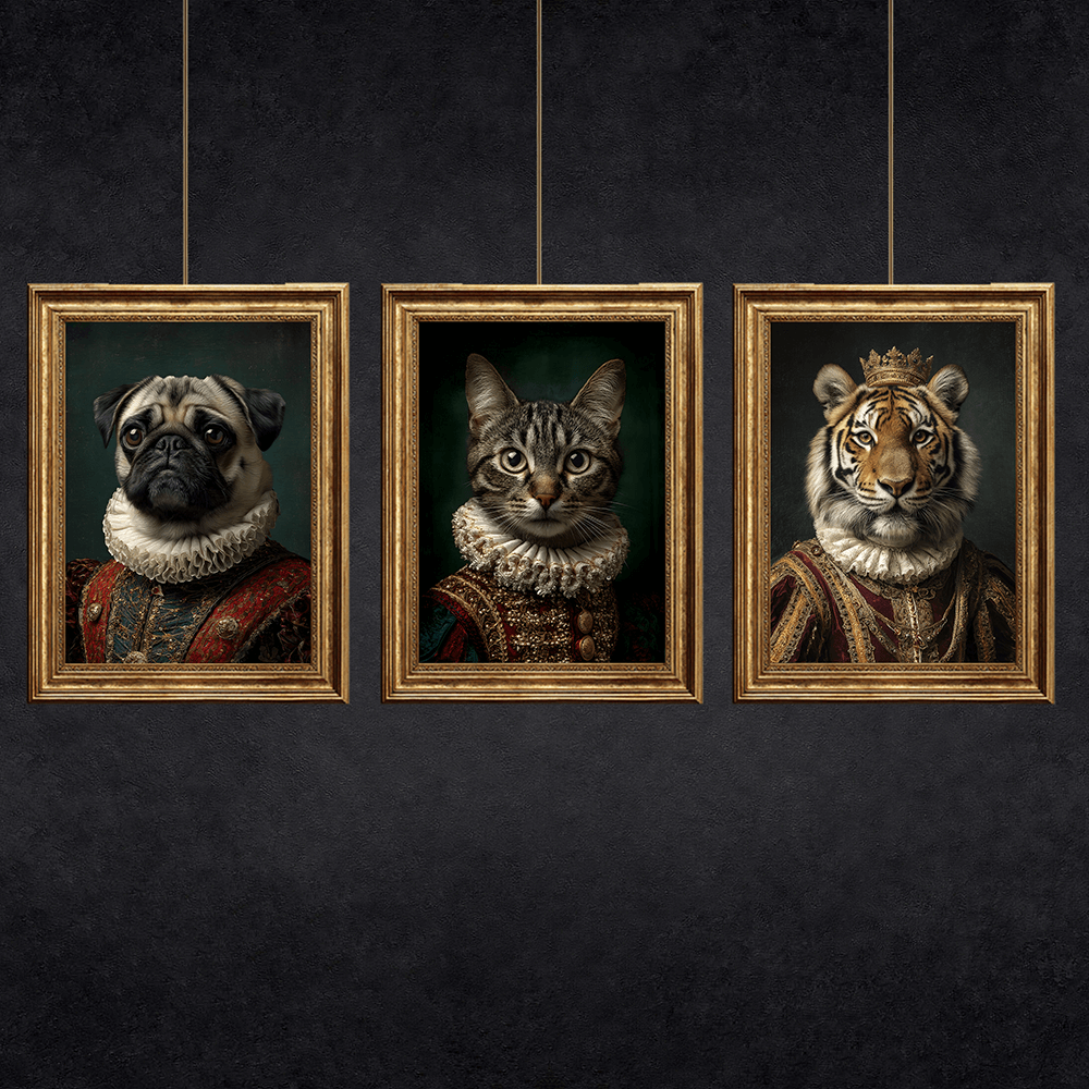 Vintage Tiger Portrait – Renaissance Art Print