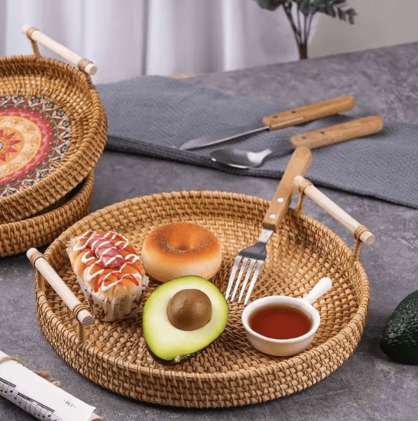 Hand-Woven Rattan Tray