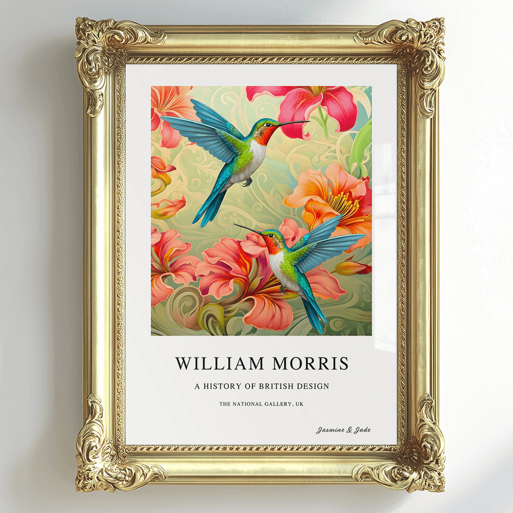 William Morris Inspired, Signed - Hummingbirds Print
