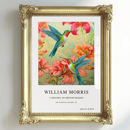 William Morris Inspired, Signed - Hummingbirds Print