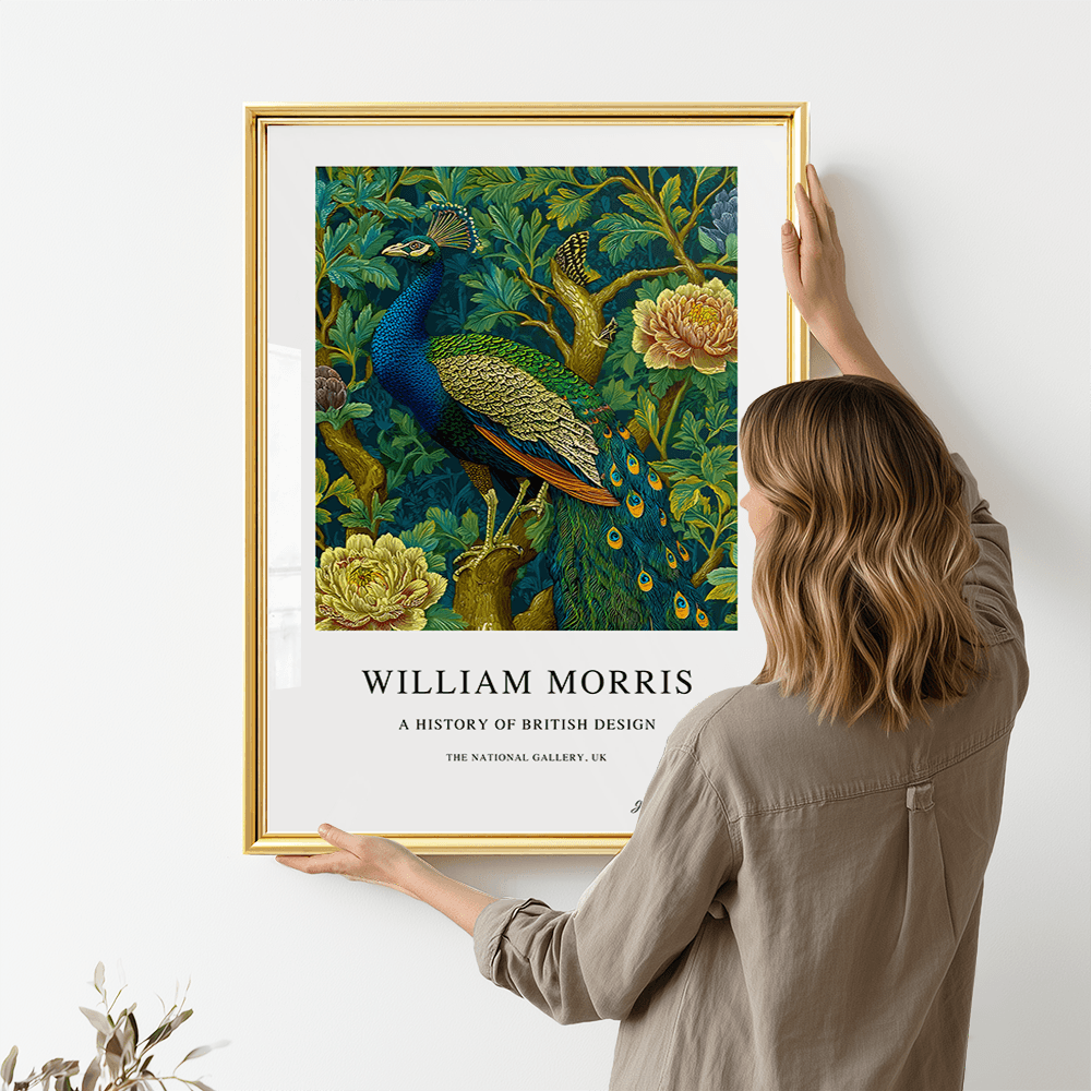 Inspirado en William Morris, Firmado - Estampado de Colibríes