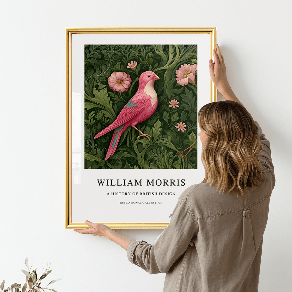 William Morris Inspired, Signed - Pink Flamingo Print