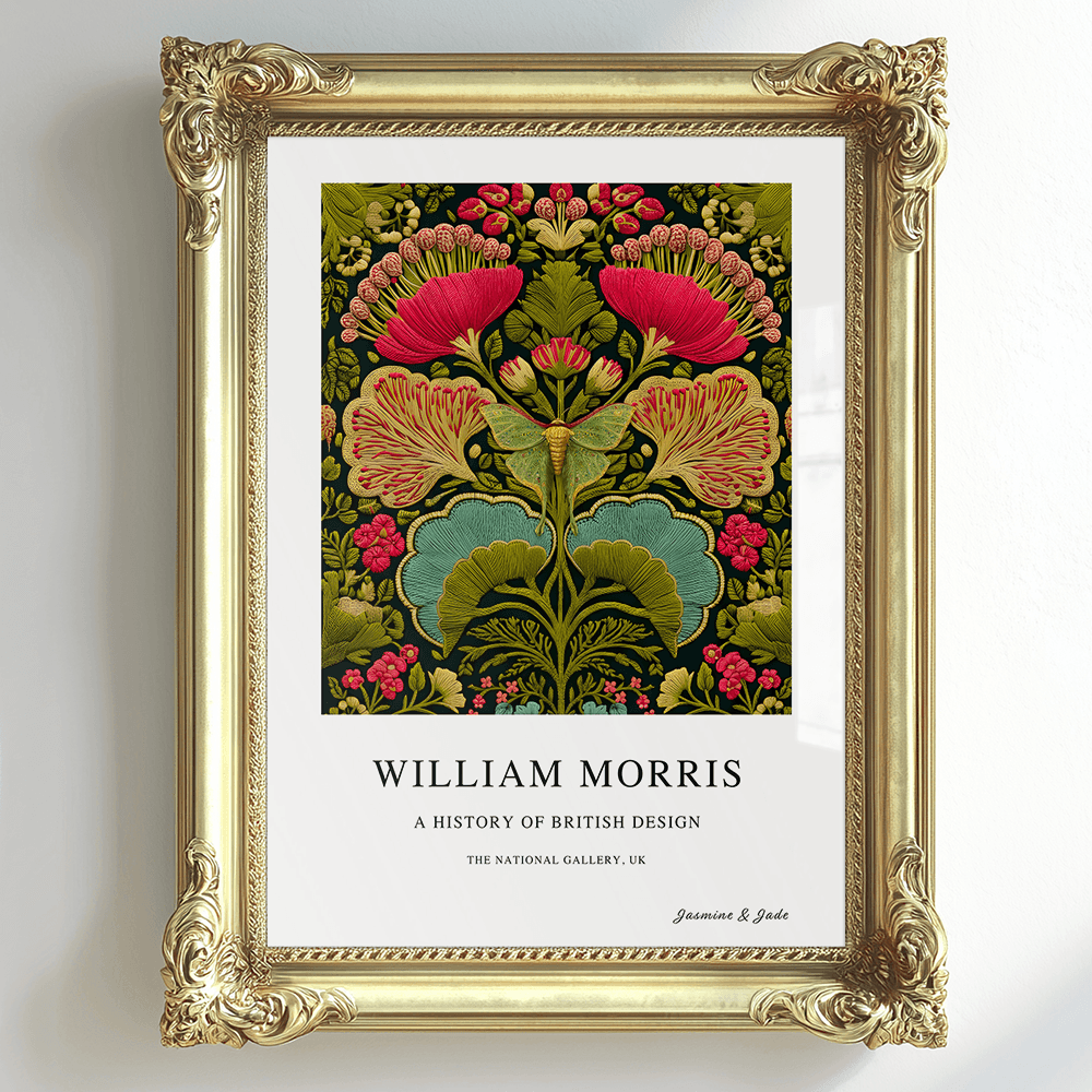 William Morris Inspired, Signed - Butterfly Flower Print