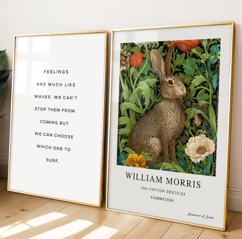 William Morris Inspired, Signed - Floral Rabbit Print