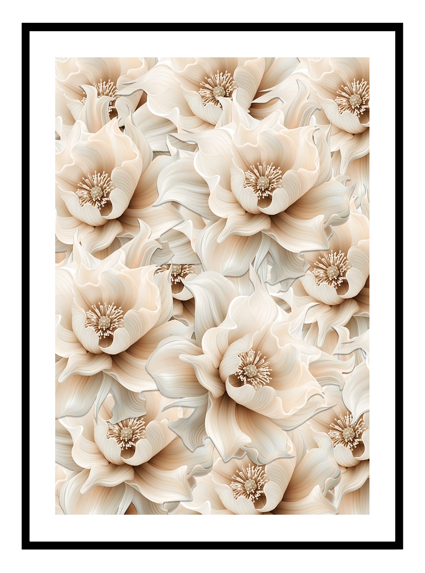 Beige Flowers (A) Art Print