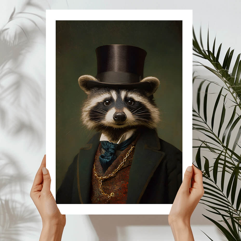 Vintage Raccoon Portrait – Renaissance Art Print