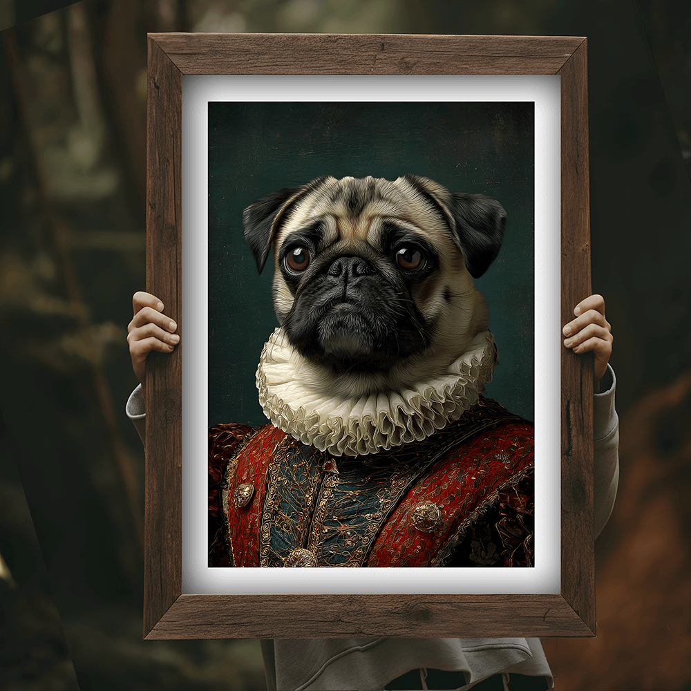 Vintage Pug Dog Portrait – Renaissance Art Print