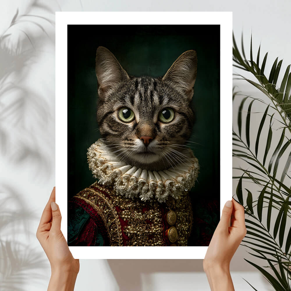 Vintage Cat Portrait – Renaissance Art Print