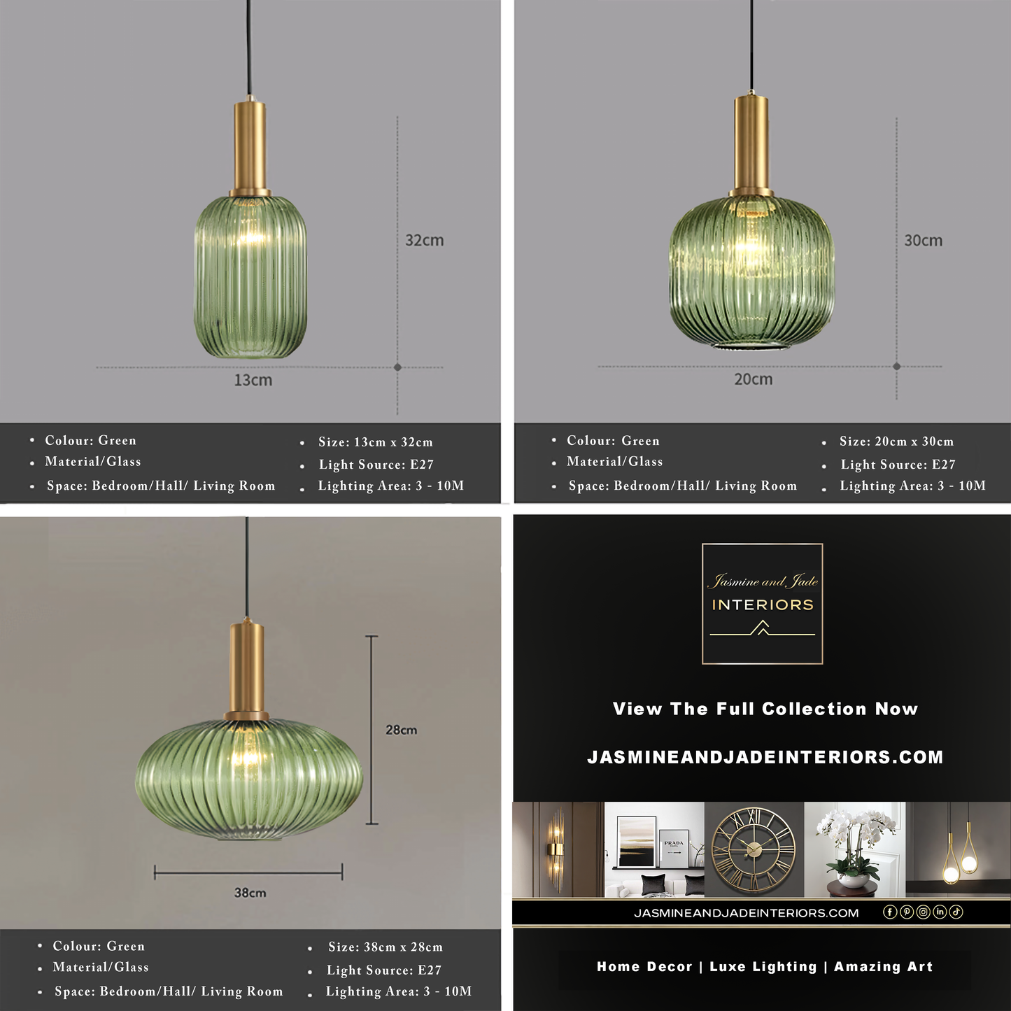 Golau Pendal Gwydr Lliwgar Nordig - 4 Lliw