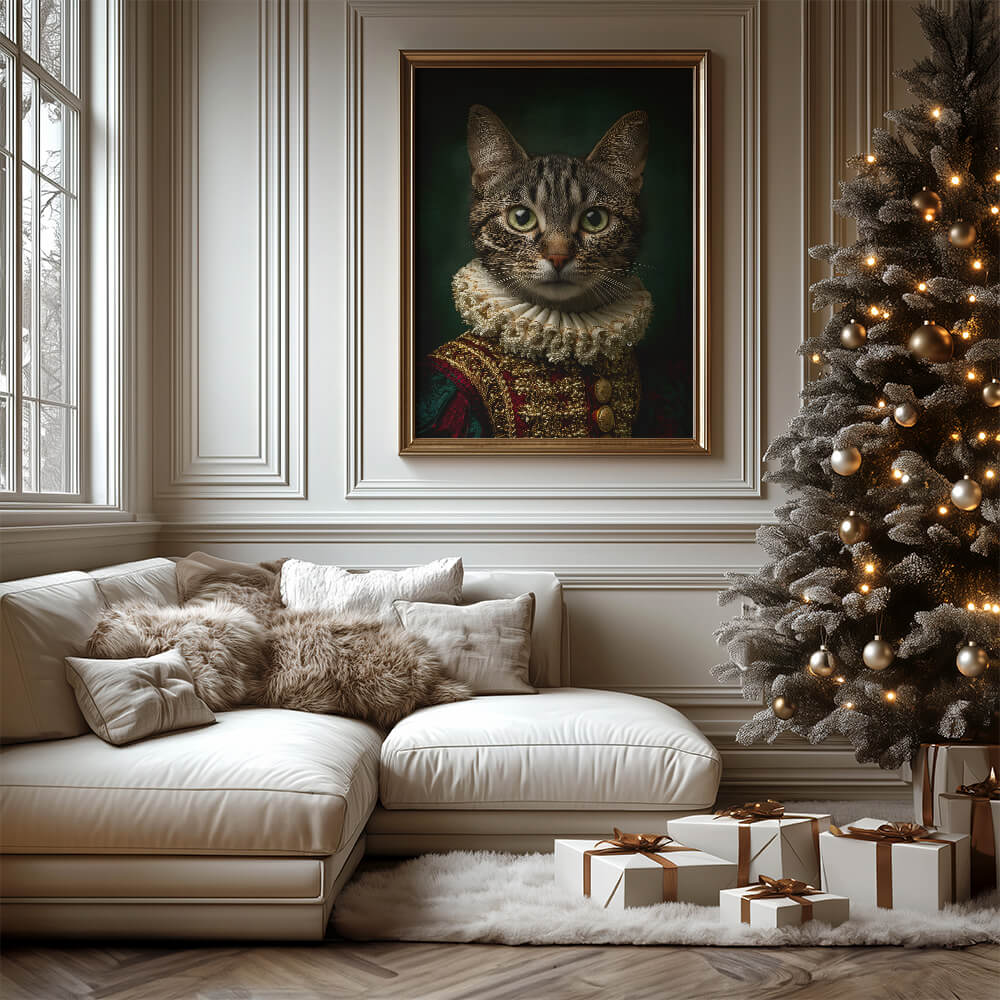 Vintage Cat Portrait – Renaissance Art Print