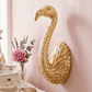 Gëllene Flamingo grousse Wandhaken-Skulptur