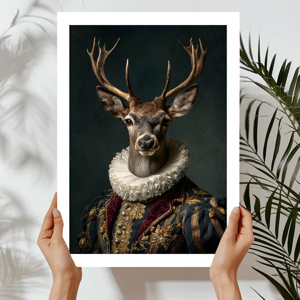 Stag Vintage Portrait – Renaissance Art Print