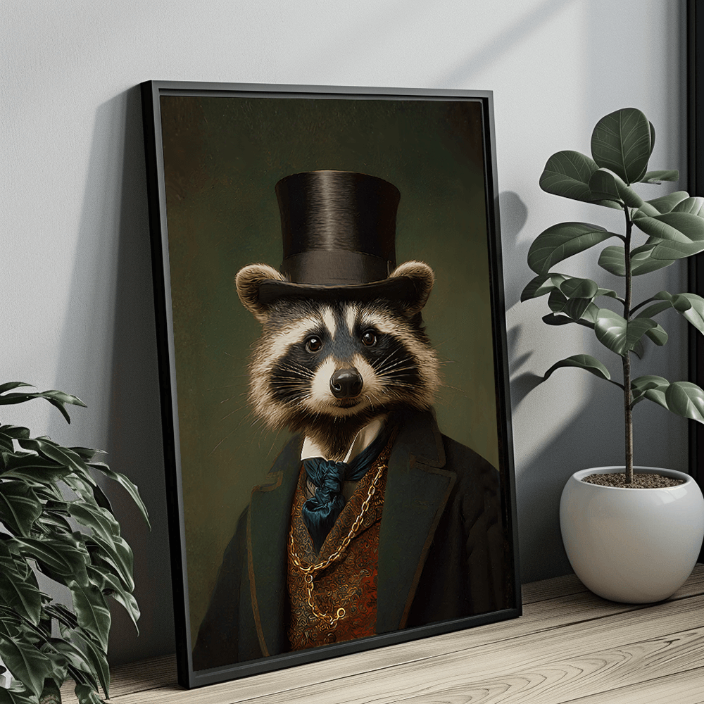 Vintage Raccoon Portrait – Renaissance Art Print