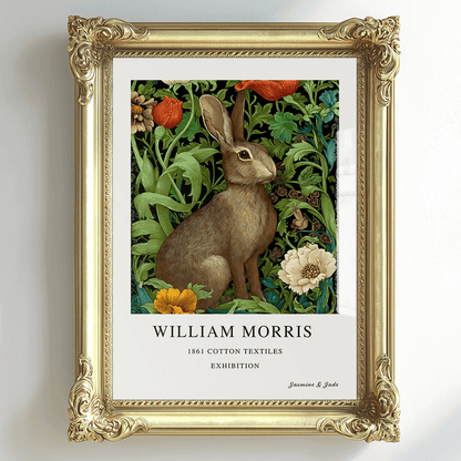 William Morris Inspired, Signed - Floral Rabbit Print
