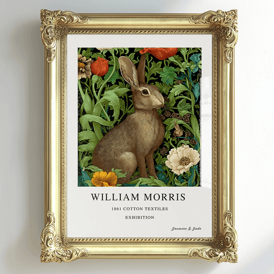 Inspirado en William Morris, firmado - Estampado de cardenal rojo