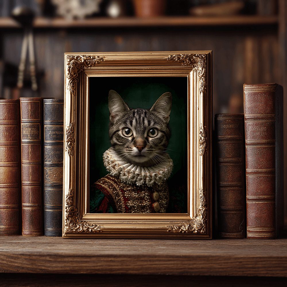 Vintage Cat Portrait – Renaissance Art Print