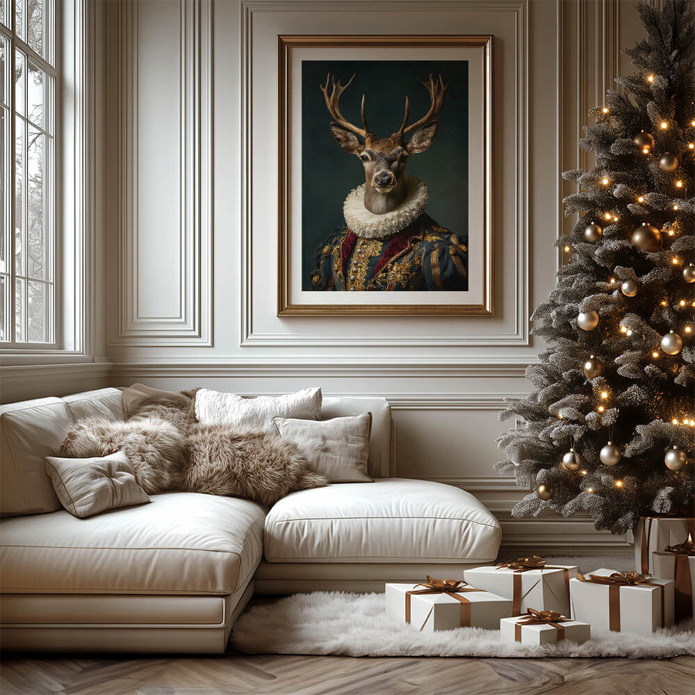 Stag Vintage Portrait – Renaissance Art Print