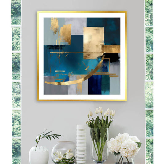 Teal and Gold (A) Abstract Art Print