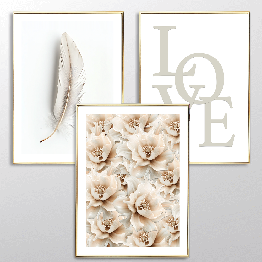 Beige Flowers (A) Art Print