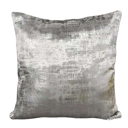 Silver Velvet Foil Cushion - 43 x 43cm