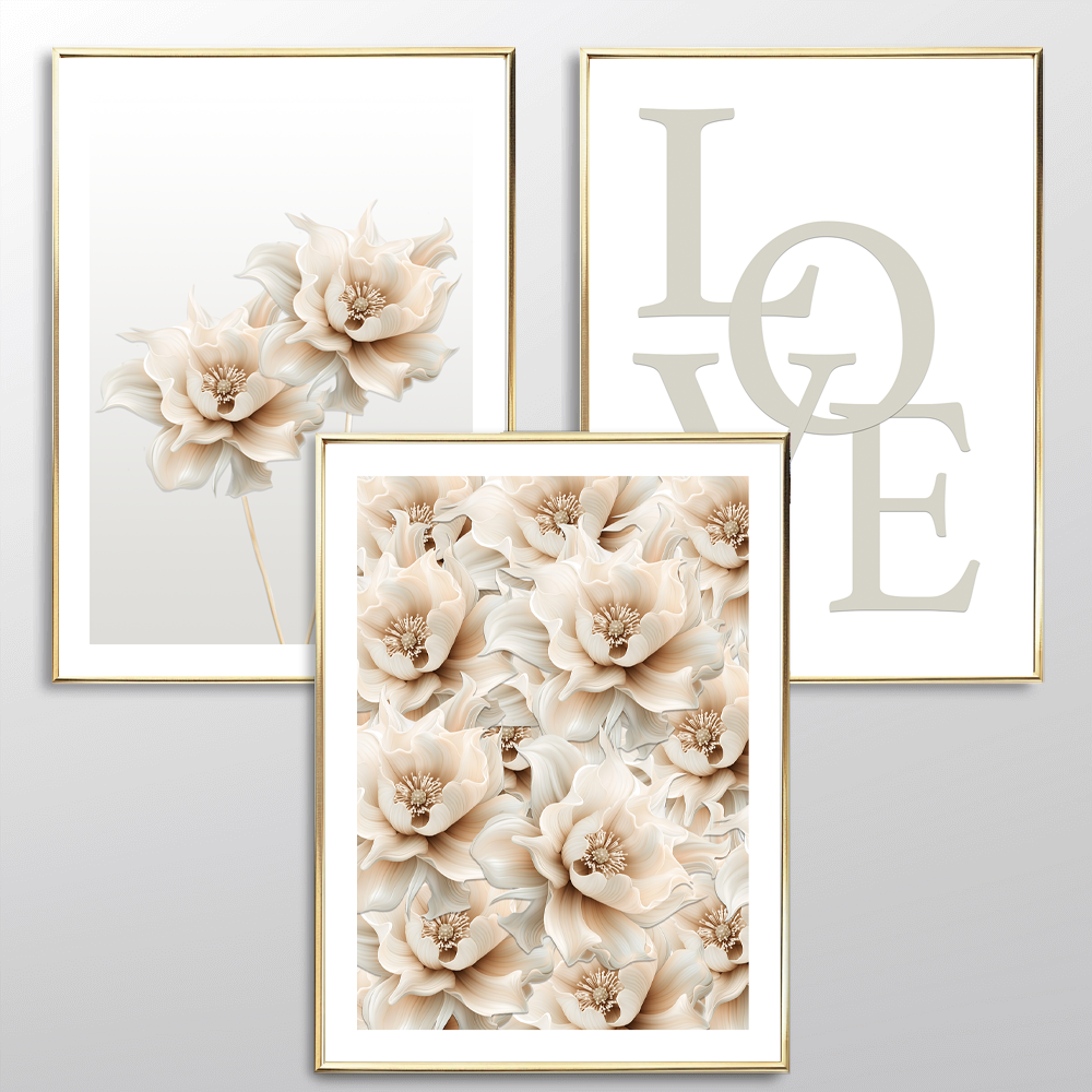 Beige Flowers (A) Art Print