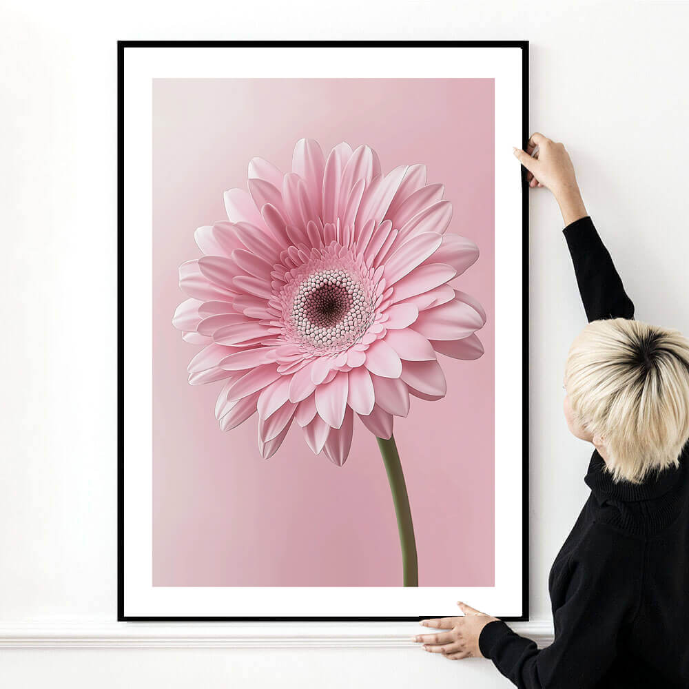 Impressão artística de gerbera rosa