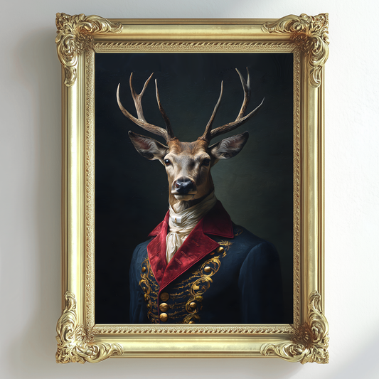Vintage Stag Portrait – Renaissance Art Print